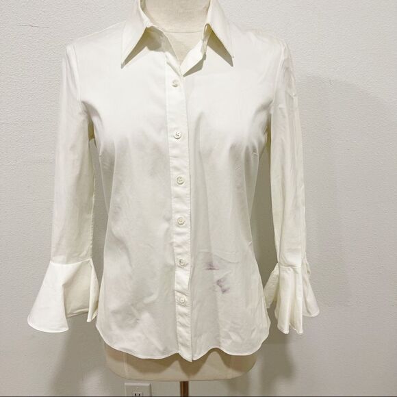 Michael Kors Collection White Button Up Blouse Top Size 10 - Picture 1 of 10